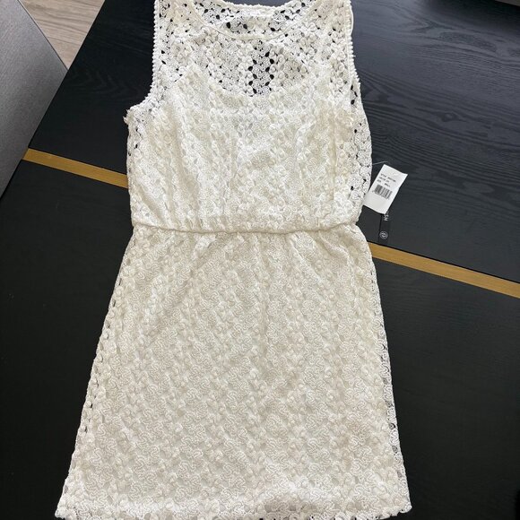 As U Wish Fully Lined All Over Lace Dress Cream (Close to White) Size Small NWT - Picture 2 of 8